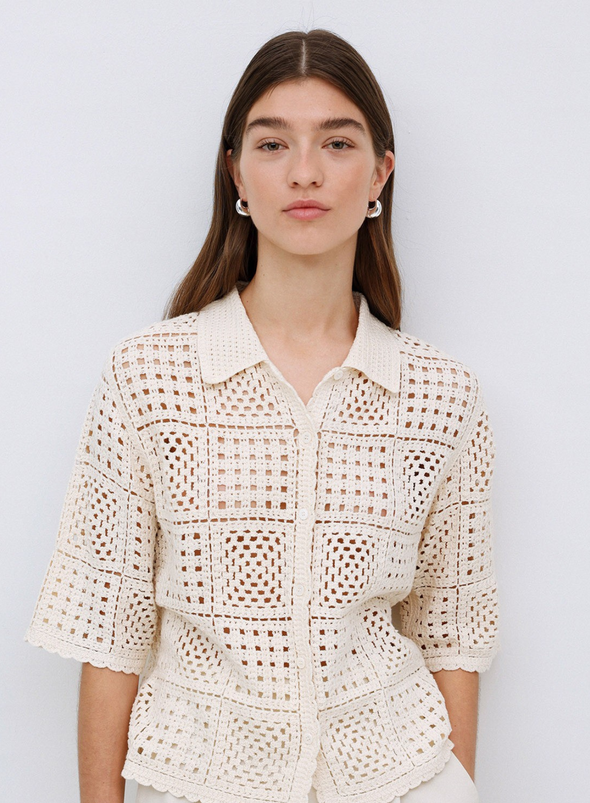 Sam Knit Top in Ecru from Yerse