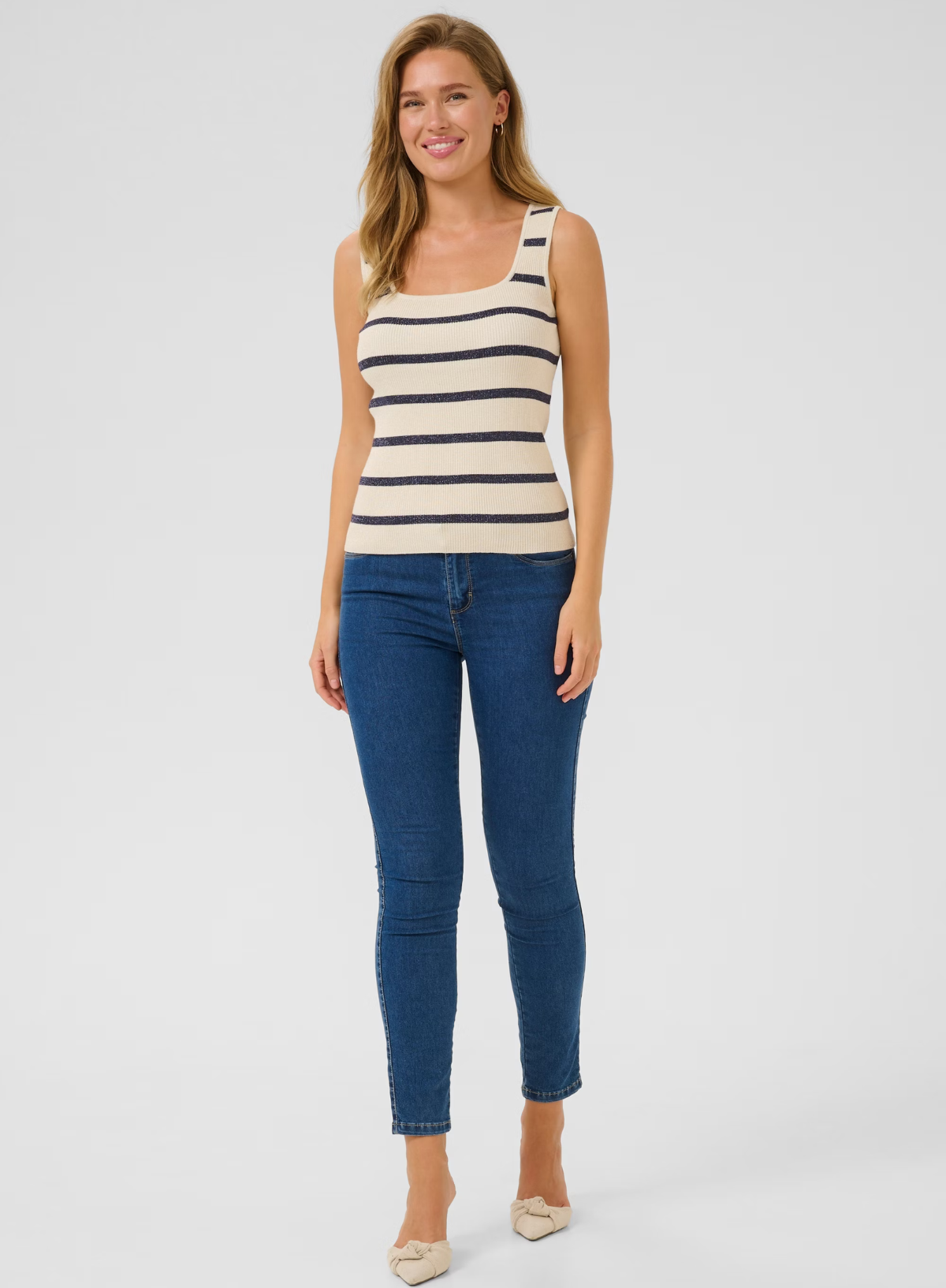 Morita Knit Top in Silver White/Blue from Kaffe