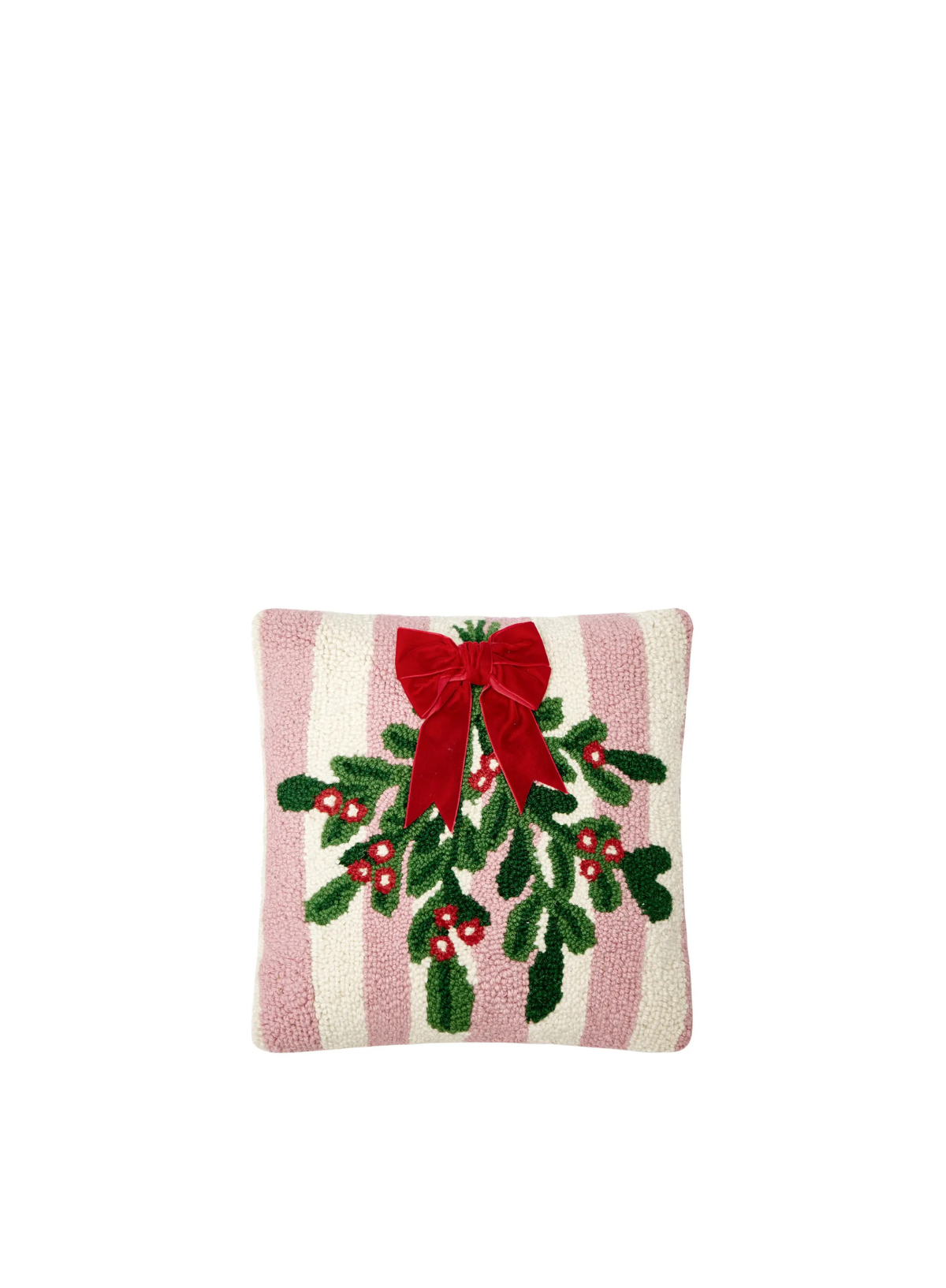 Pink Stripe Mistletoe w/Ribbon Hook Cushion from Peking Handicraft