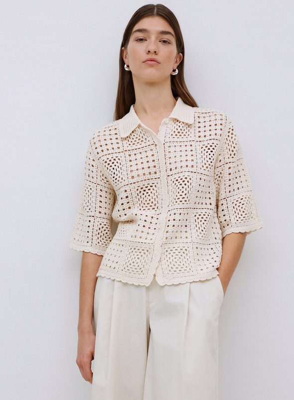 Sam Knit Top in Ecru from Yerse