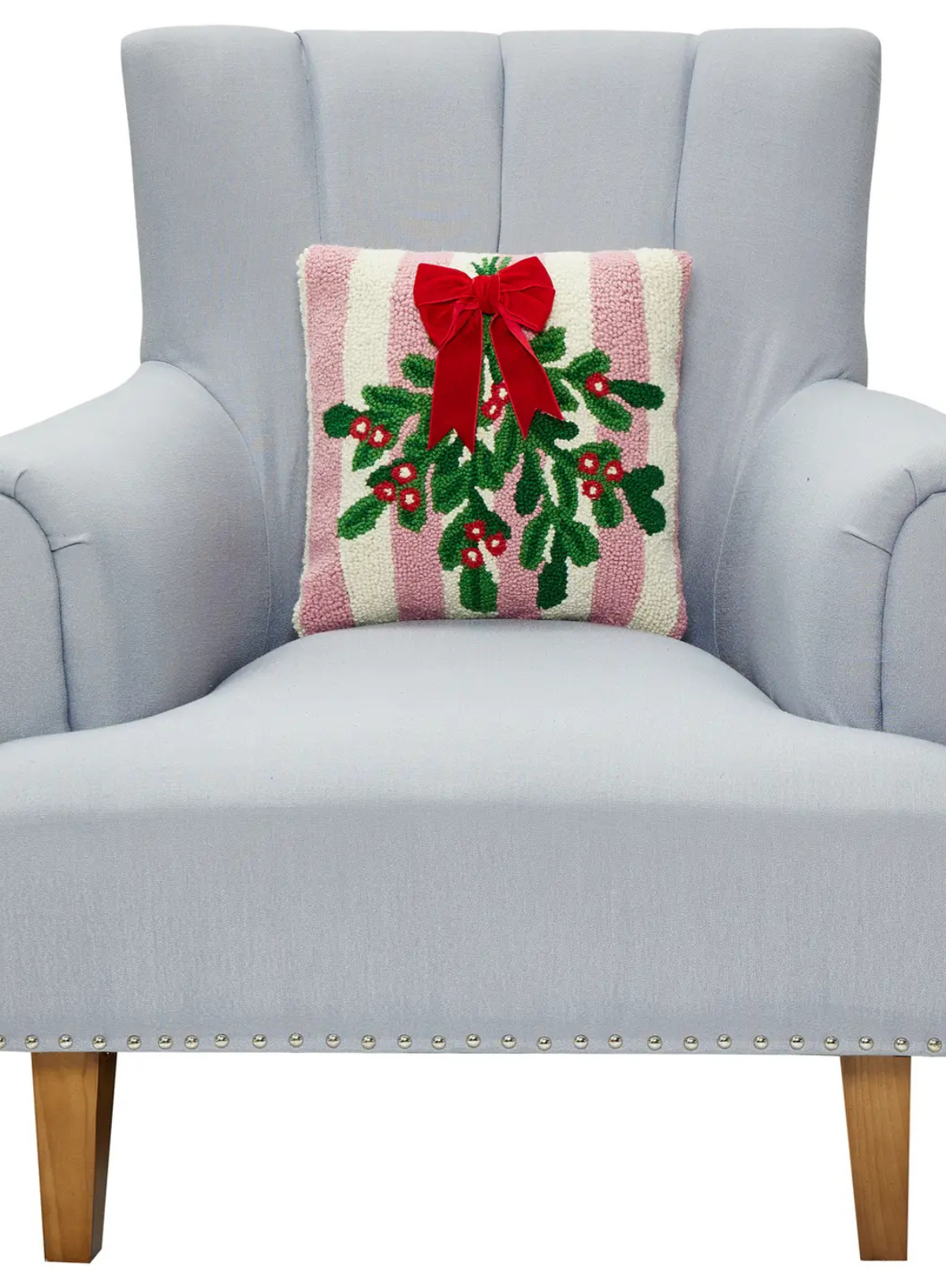 Pink Stripe Mistletoe w/Ribbon Hook Cushion from Peking Handicraft