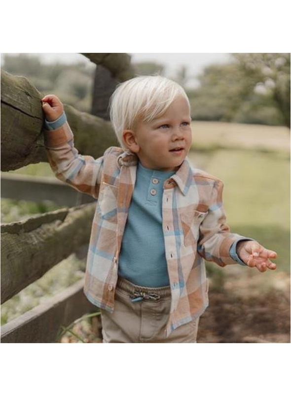 Shirt in Ice Blue Check from Little Dutch