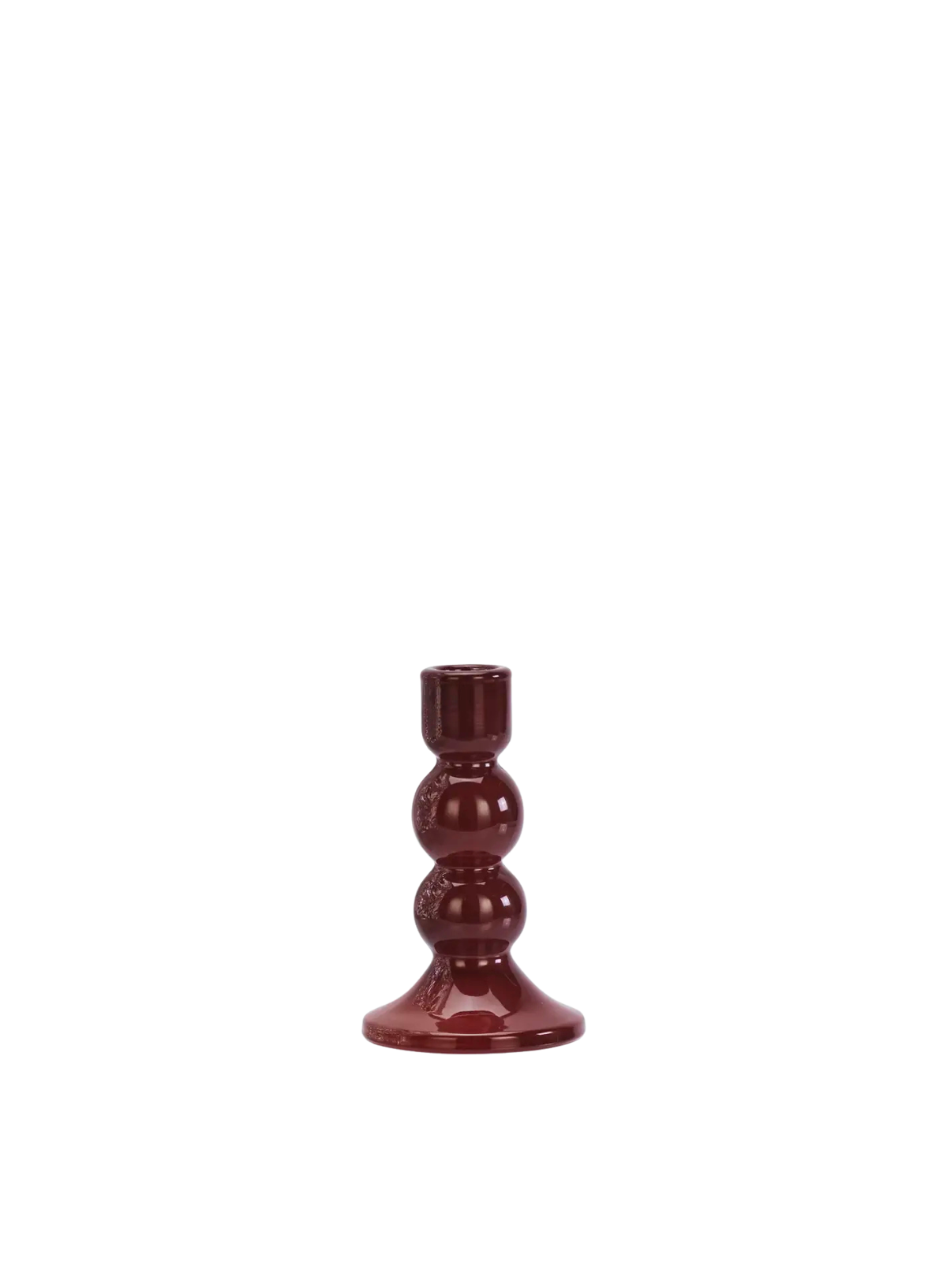 Small Maroon Glass Candle Holder from Madam Stoltz