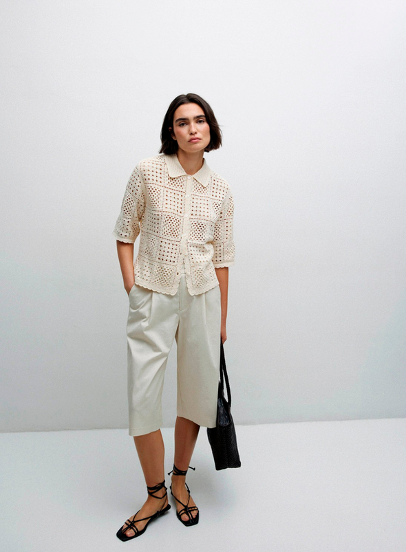 Sam Knit Top in Ecru from Yerse
