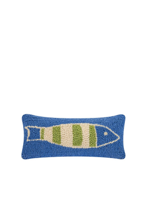 Blue & Green Picket Fish Hook Cushion from Peking Handicraft