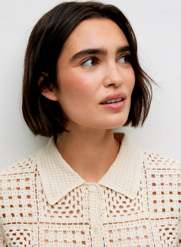 Sam Knit Top in Ecru from Yerse
