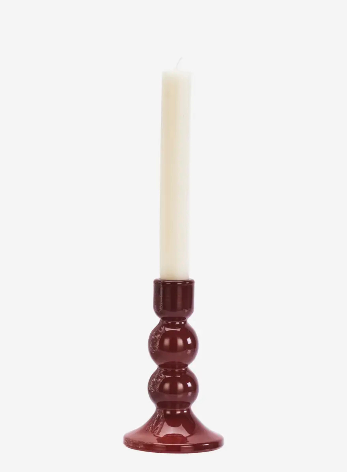 Small Maroon Glass Candle Holder from Madam Stoltz