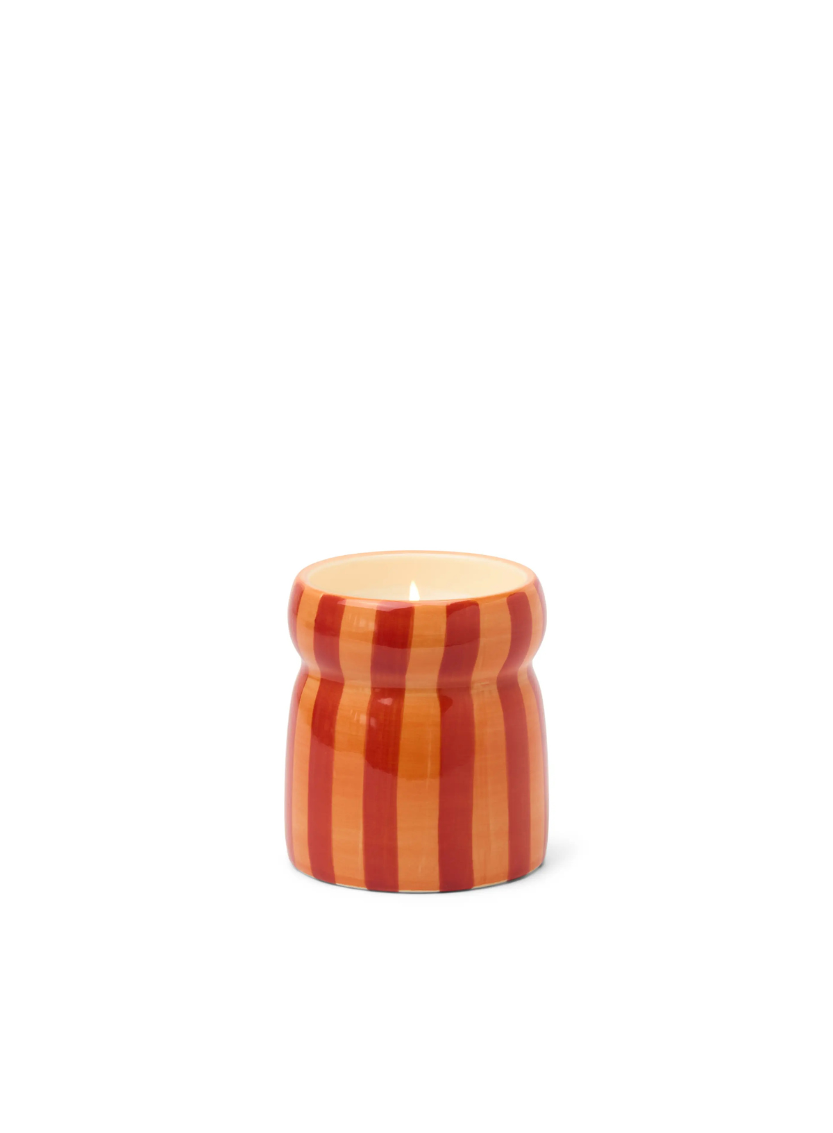 Cabana 6.5oz Red/Coral Striped Ceramic Candle - Spiced Apple from Paddywax