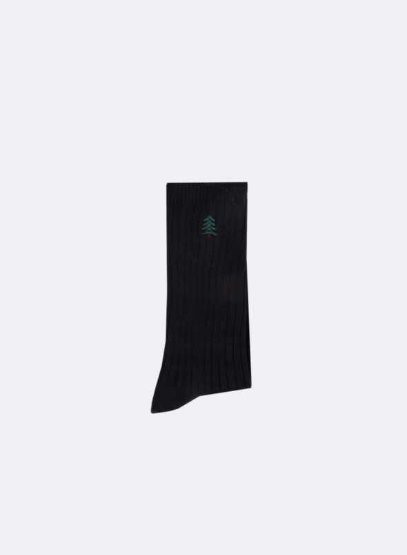 Fir Tree Embroidery Socks in Navy & Chalk from Faguo