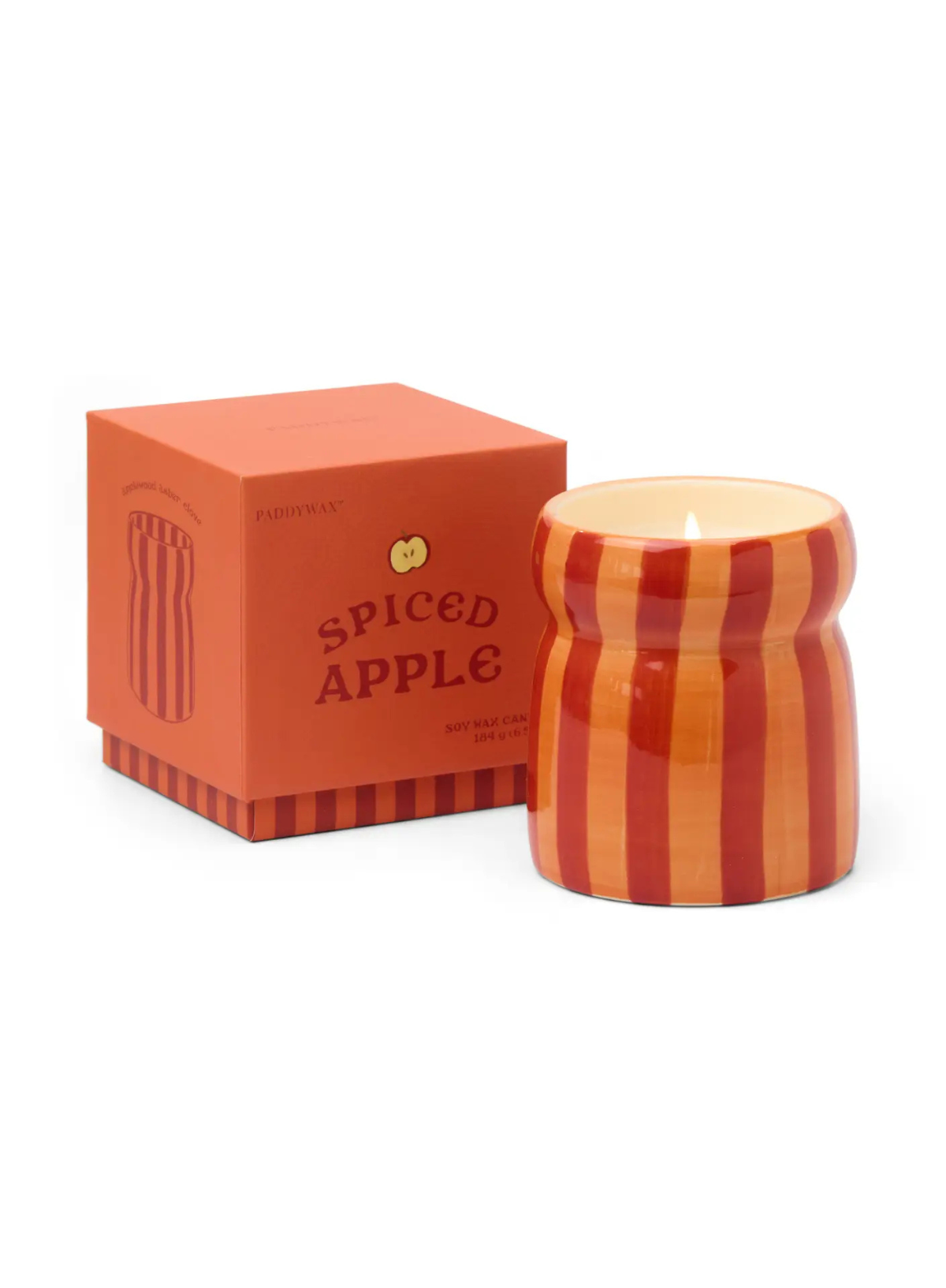 Cabana 6.5oz Red/Coral Striped Ceramic Candle - Spiced Apple from Paddywax