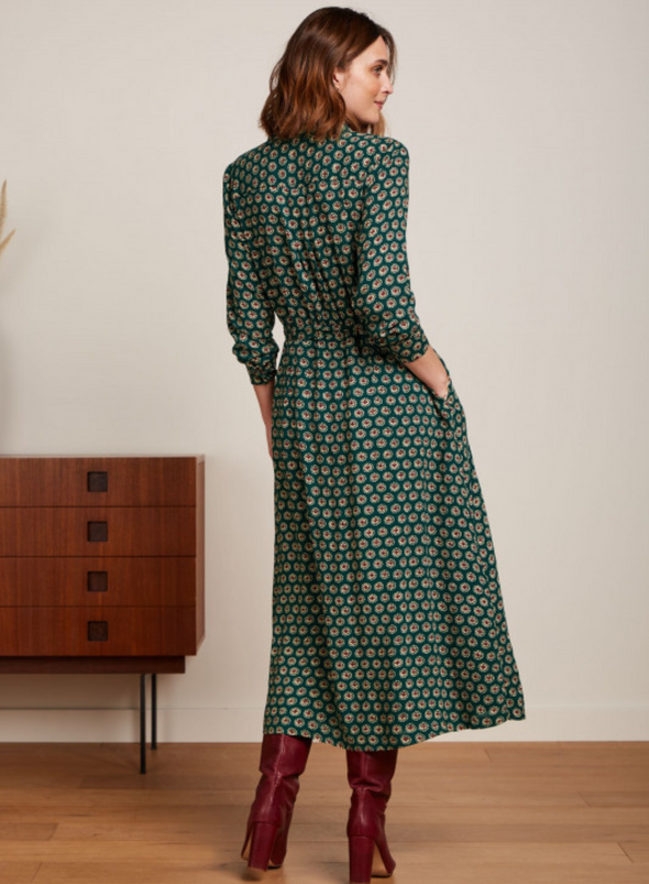 Olive Midi Dress Elliot in Pine Green from King Louie