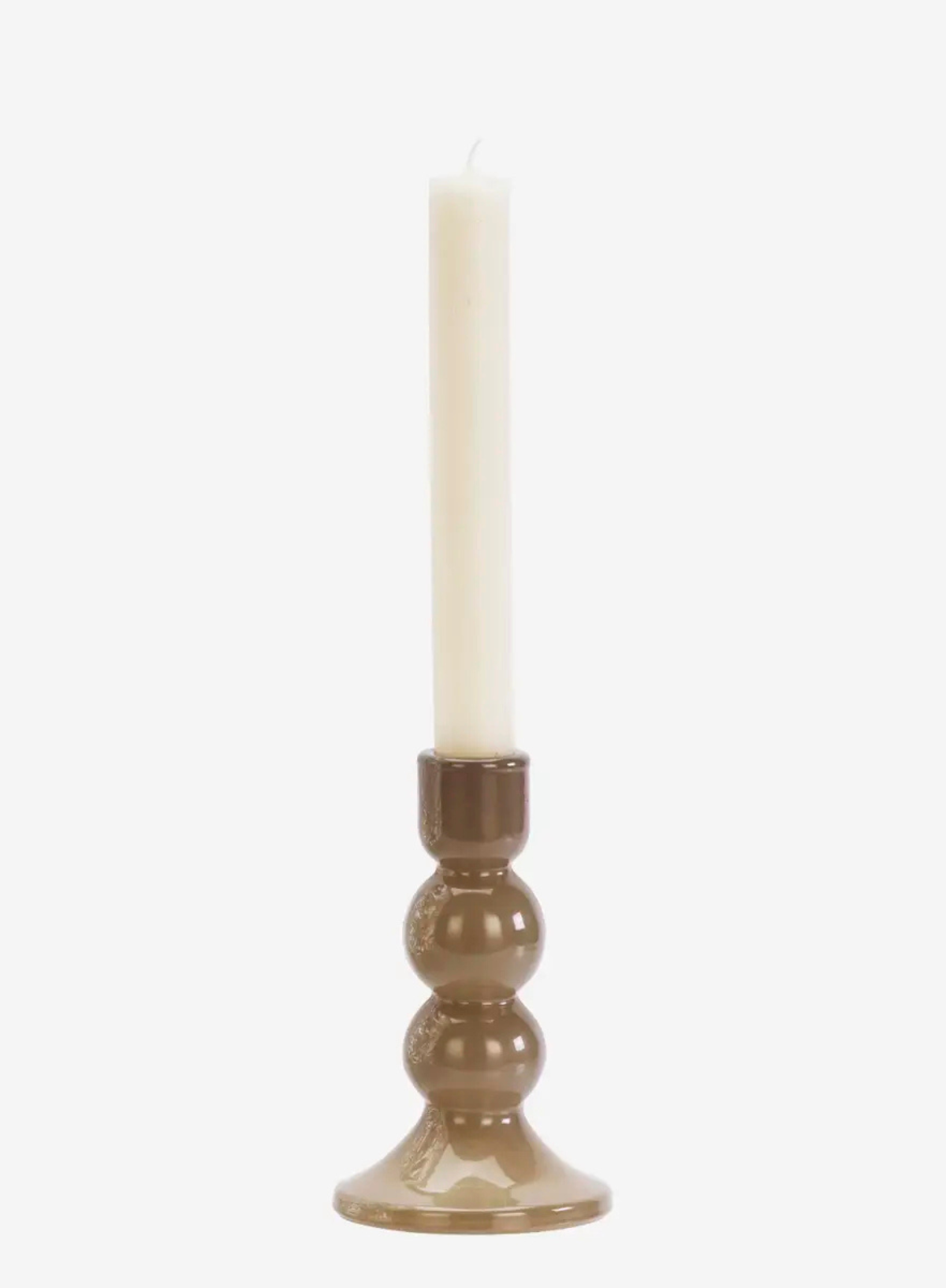 Small Taupe Glass Candle Holder from Madam Stoltz