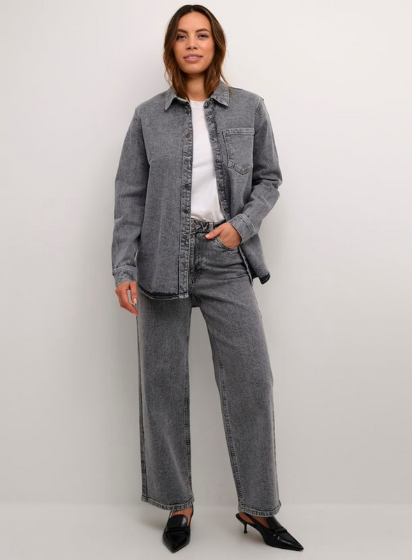 Ryana Denim Shirt in Light Grey Denim from Kaffe