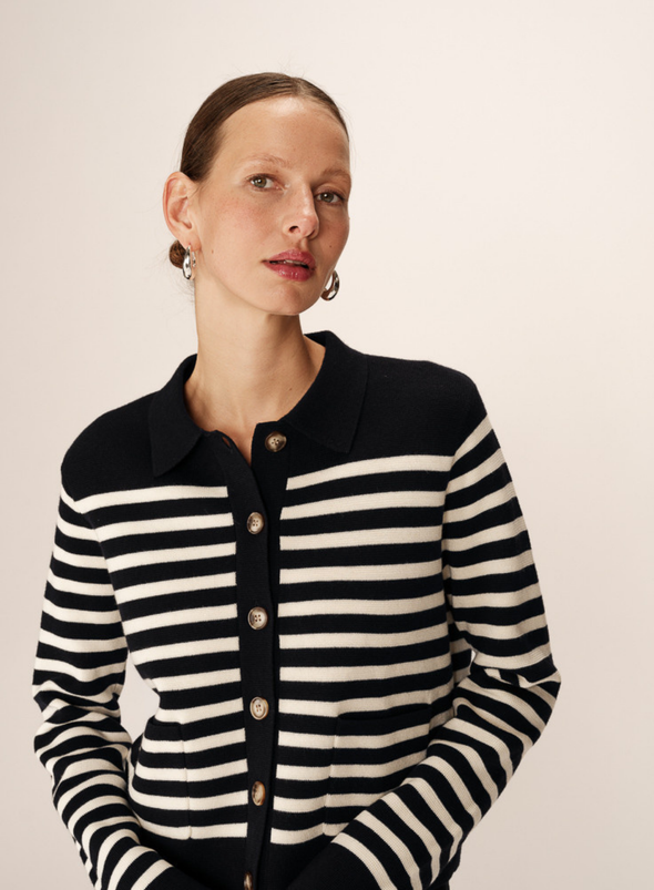 Pam Cardigan in Marine Stripe from Grace & Mila