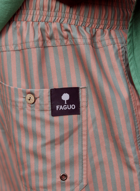 Mimizan Swim Shorts in Striped Kaki from Faguo