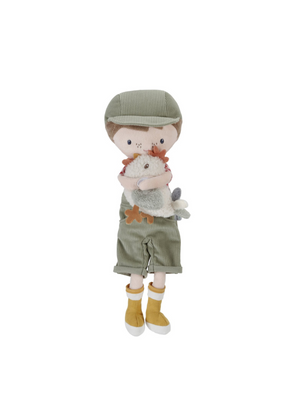 Cuddle Doll Farmer Jim with Chicken from Little Dutch