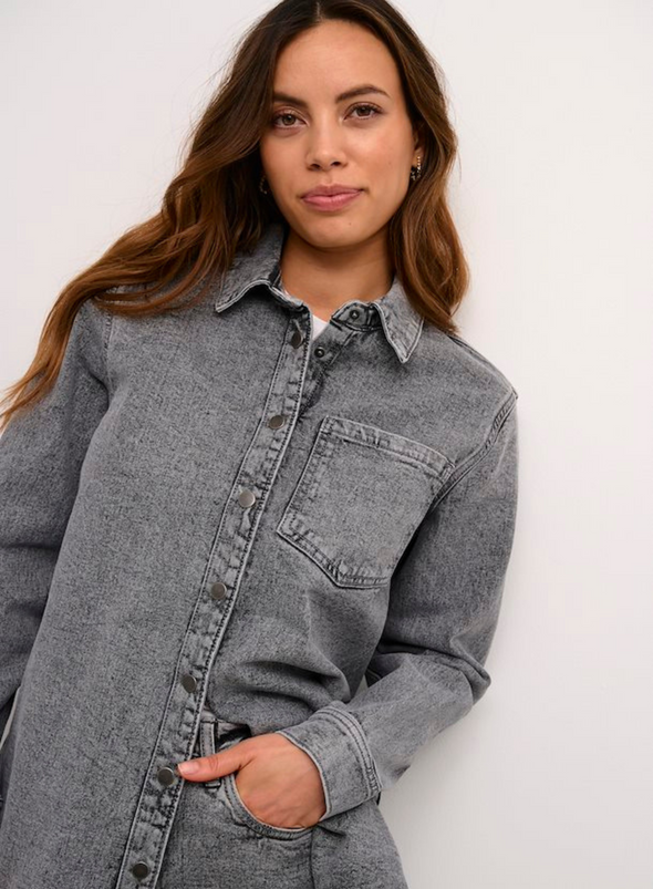 Ryana Denim Shirt in Light Grey Denim from Kaffe