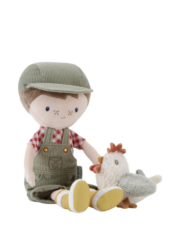 Cuddle Doll Farmer Jim with Chicken from Little Dutch