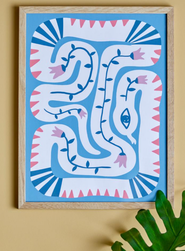 Hebi Illustration With Oak Frame from Bloomingville