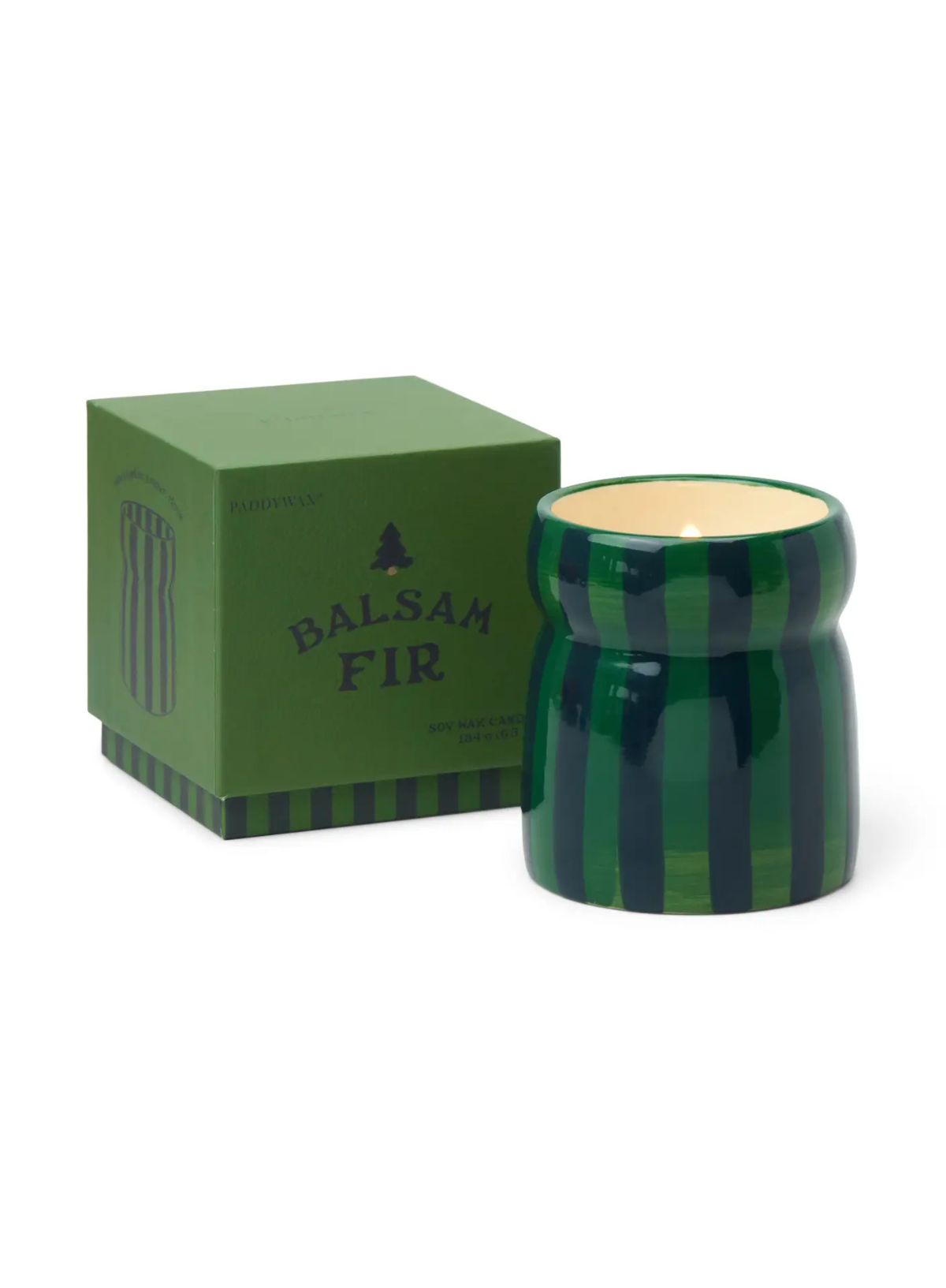 Cabana 6.5oz Green/Navy Striped Ceramic Candle - Balsam Fir from Paddywax