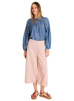 Aide Scallop Hem Trousers in Chalk Pink from Bonté