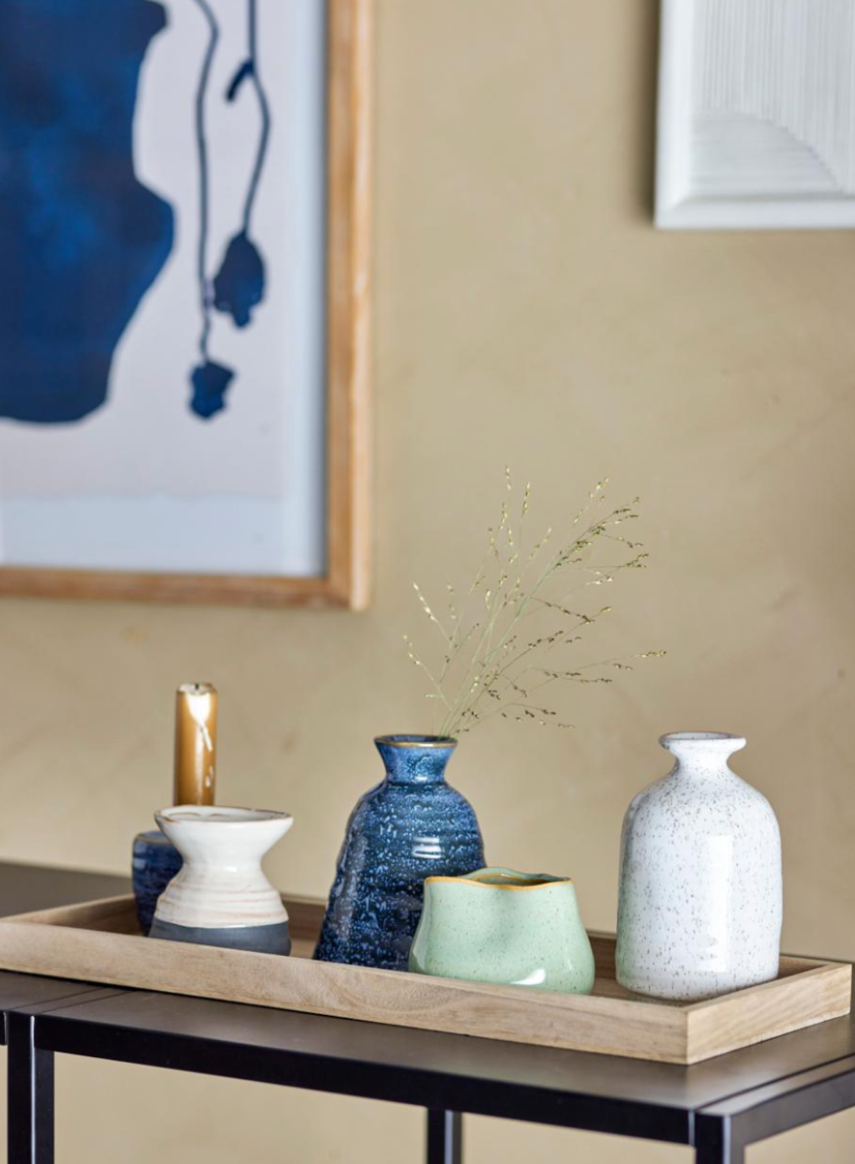 Longo Tray with Blue Votive from Bloomingville