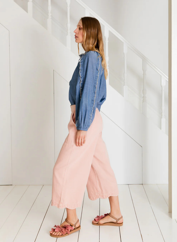 Aide Scallop Hem Trousers in Chalk Pink from Bonté