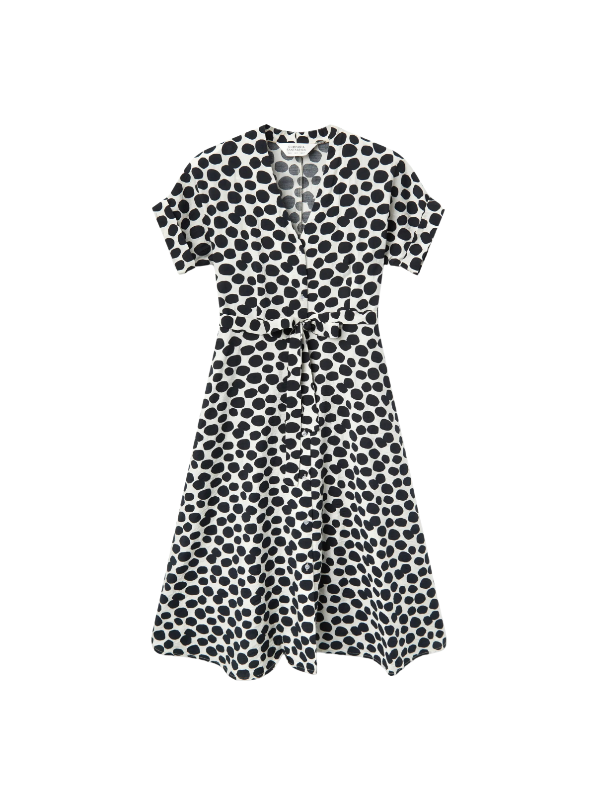 Midi Dress in Black with Polka Dots from Compañia Fantastica