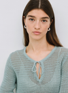 Net Knit Long Sleeve Top in Green from Yerse