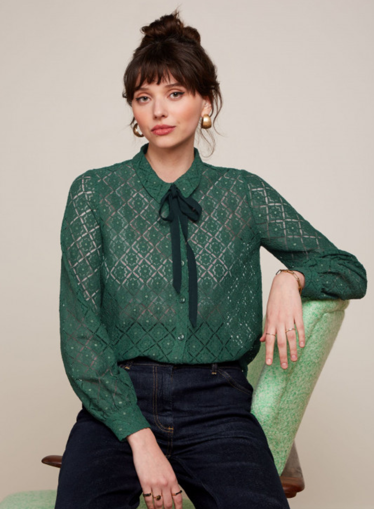 Maisie Blouse Artiste Lace in Amazon Green from King Louie