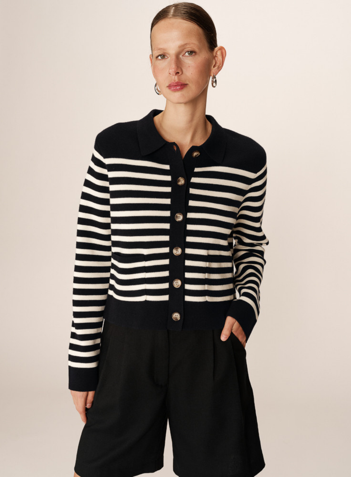 Pam Cardigan in Marine Stripe from Grace & Mila