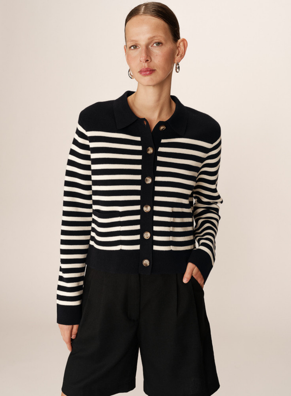 Pam Cardigan in Marine Stripe from Grace & Mila