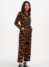 Gertie Cropped Jumpsuit in Black/Tan Large Leopards from Sugarhill