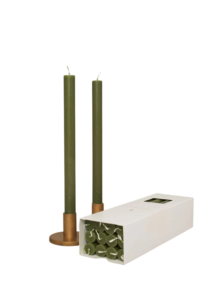 Paraffin Wax Dinner Candle in Sage from True Grace