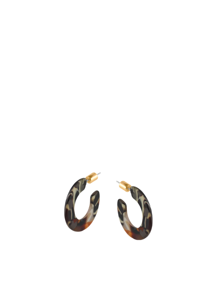 Hortense Flat Oval Hoops in Black/Orange/Taupe from Big Metal