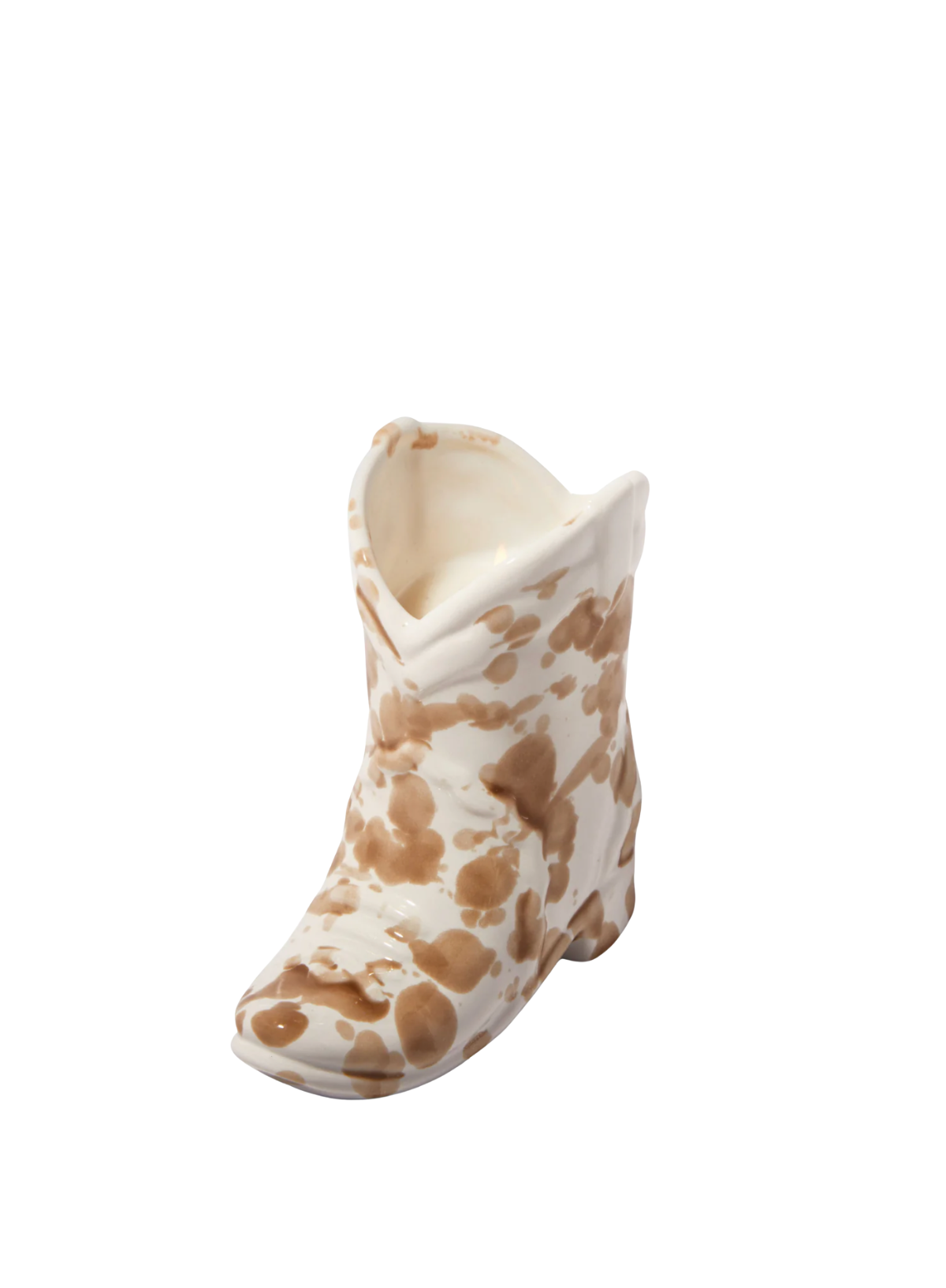 Paddywax Nashville Ceramic Cowboy Boot Candle 6oz in Brown Splatter