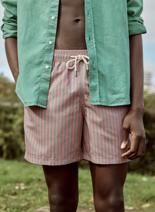 Mimizan Swim Shorts in Striped Kaki from Faguo