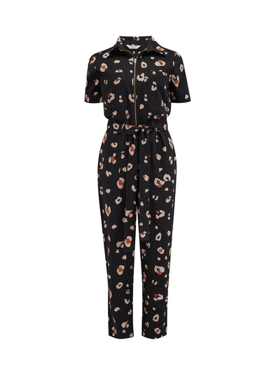 Billy Boilersuit in Black & Tan Leopard Print from Sugarhill