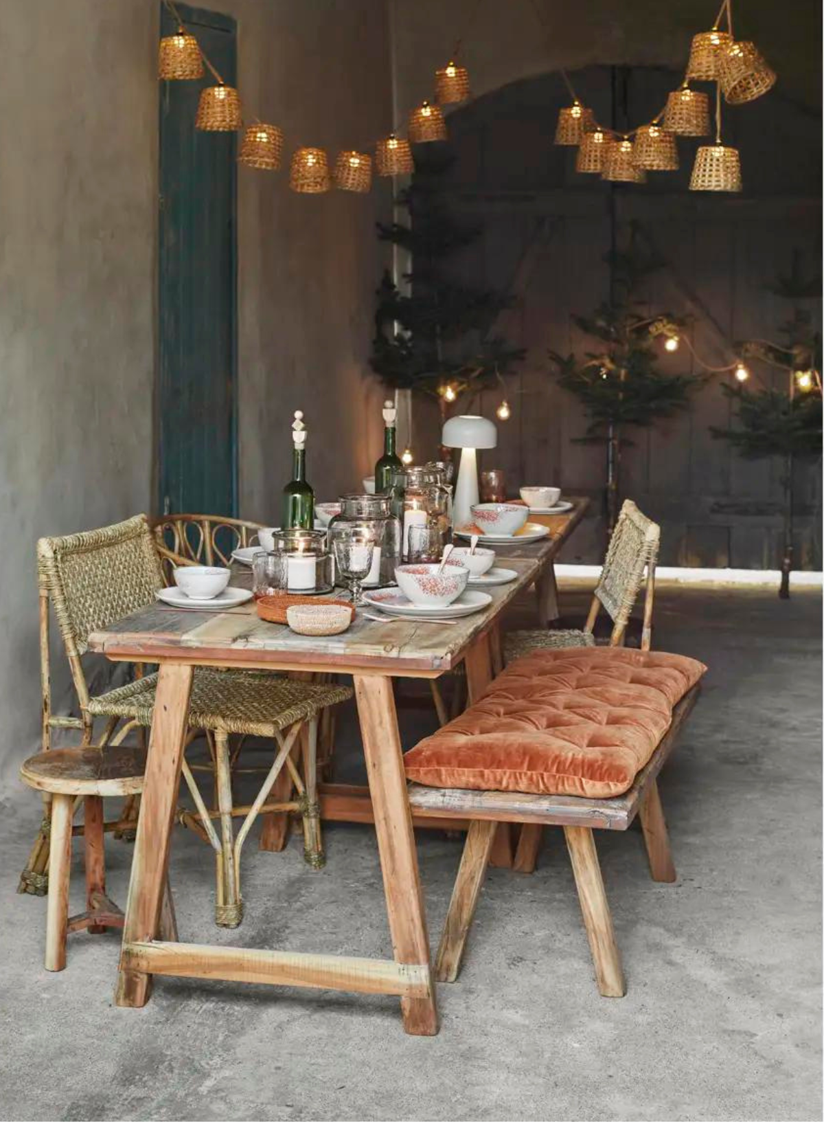 Wire lights with bamboo shades from Madam Stoltz