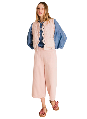 Estelle Scallop Edge Gilet in Chalk Pink from Bonté
