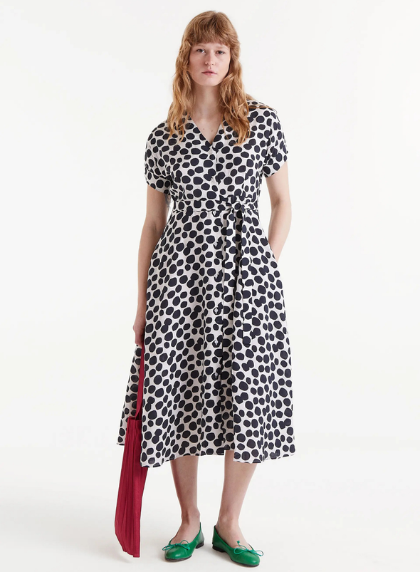 Midi Dress in Black with Polka Dots from Compañia Fantastica