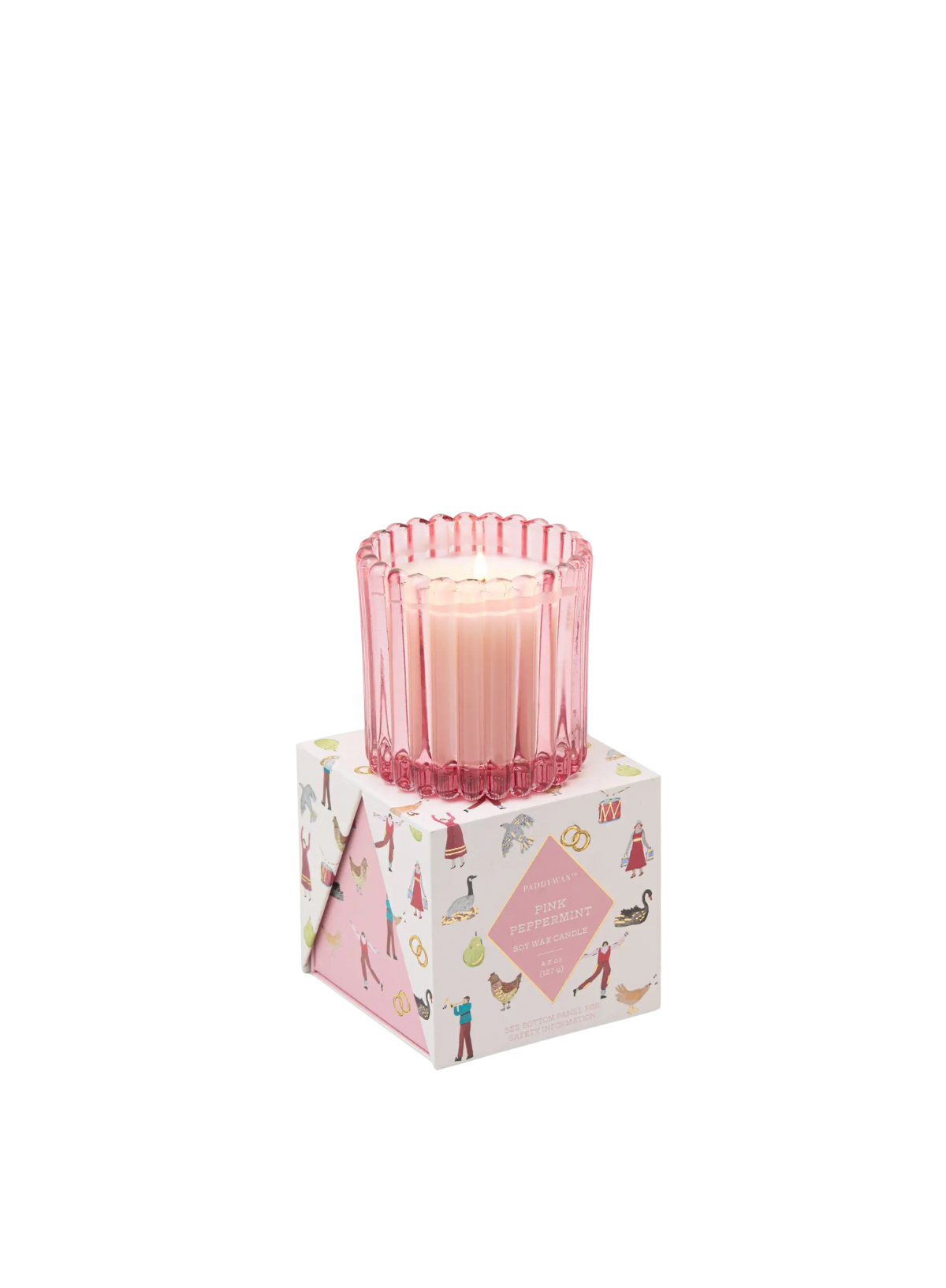 Christmas 4.5oz Ribbed Glass Candle Pink - Pink Peppermint from Paddywax