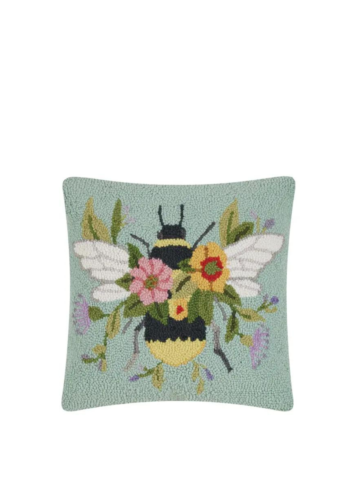 Floral Bee Over Flowers Hook Cushion from Peking Handicraft