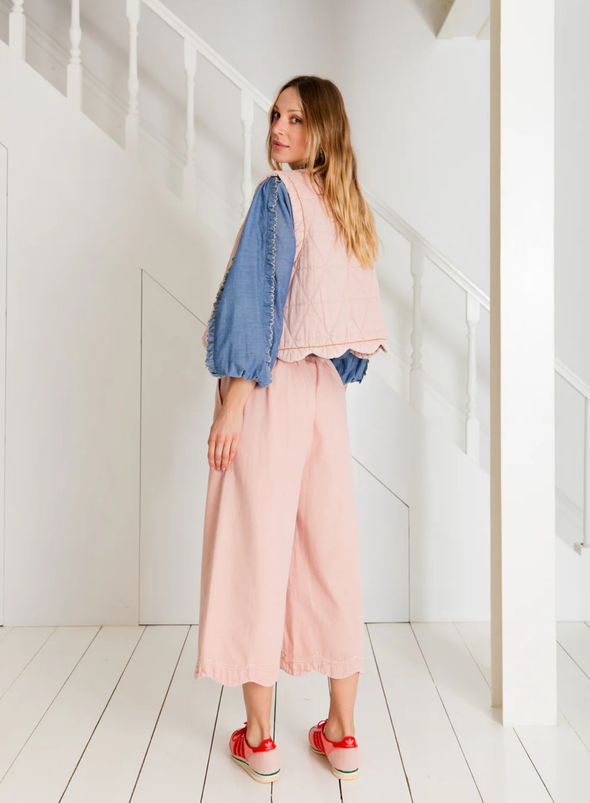Estelle Scallop Edge Gilet in Chalk Pink from Bonté