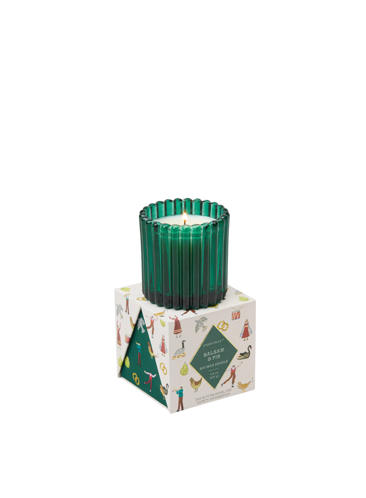 Christmas 4.5oz Ribbed Glass Candle Green - Balsam Fir from Paddywax