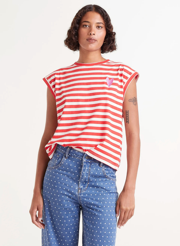 T-Shirt in White & Red from Compañia Fantastica
