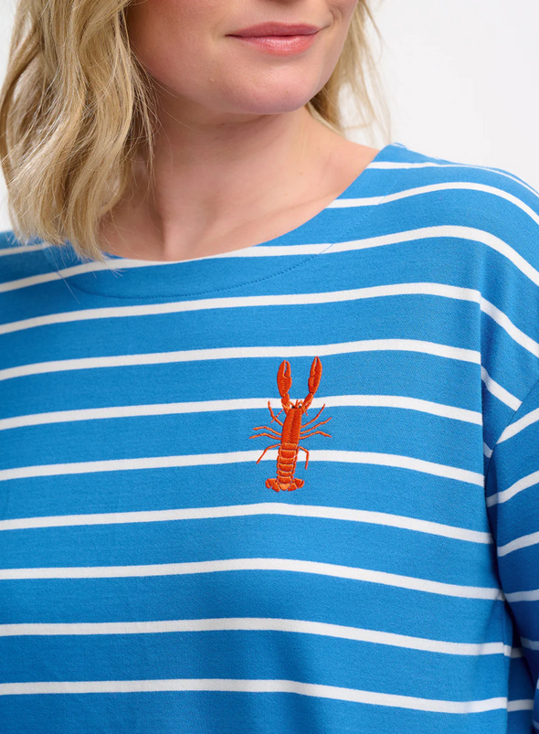 Billie Bretton Top in French Blue Lobster Stripe from Sugarhill