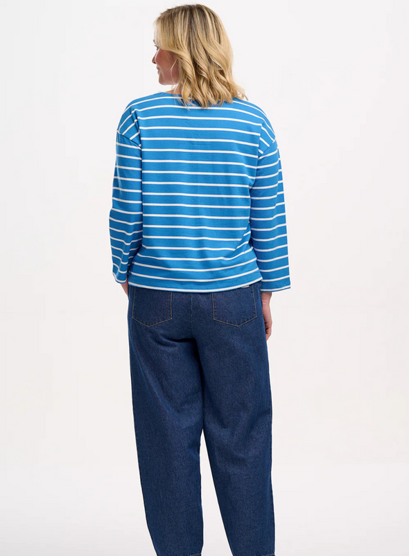 Billie Bretton Top in French Blue Lobster Stripe from Sugarhill