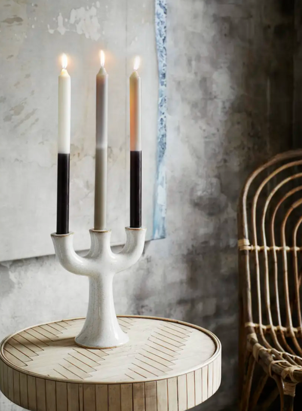 Off White Stoneware Candle Holder from Madam Stoltz