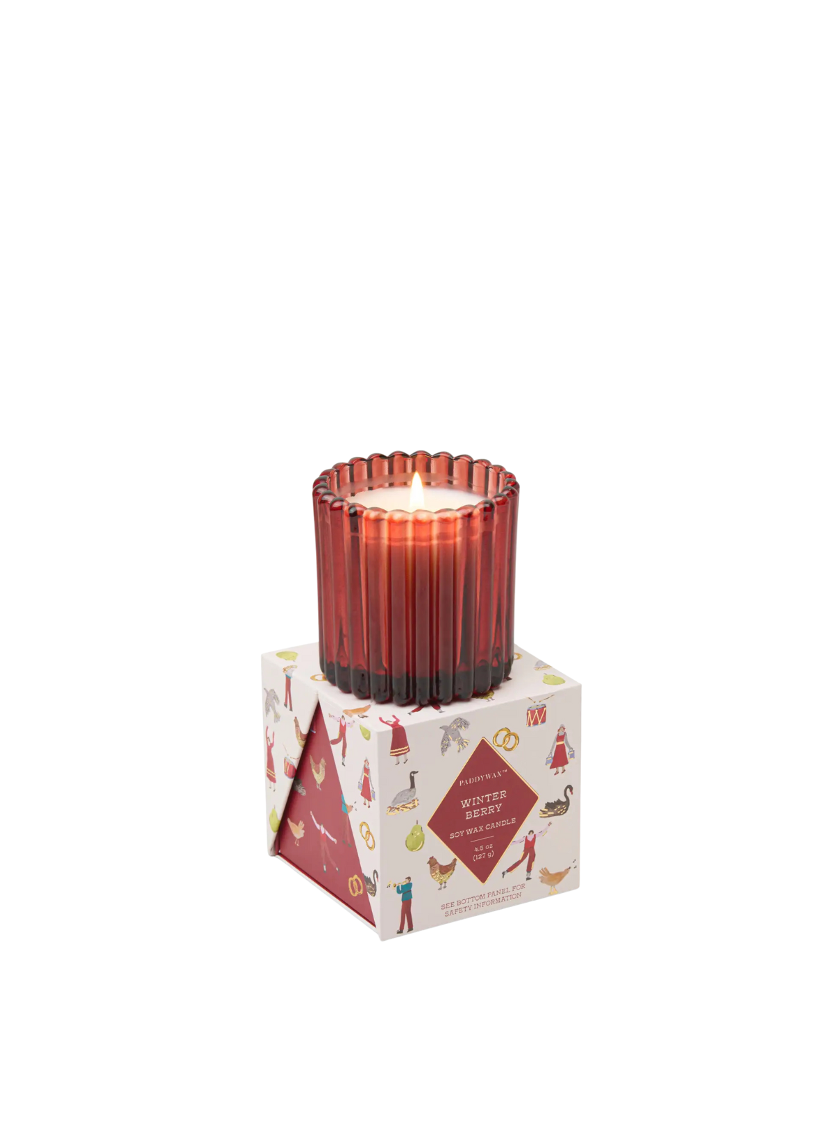 Christmas 4.5oz Ribbed Glass Candle Red - Winter Berry from Paddywax